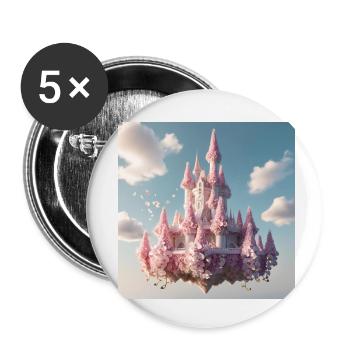 Schloss - Buttons klein 25 mm (5er Pack) - Weiß - Vorne