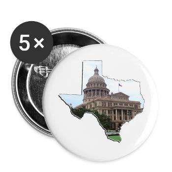 Capitole de l’État du Texas dans la carte de l’État du Texas - Lot de 5 petits badges (25 mm) - blanc - Devant