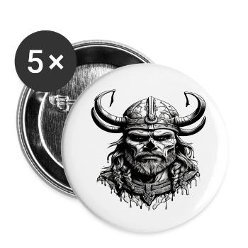 Viking Skull - Buttons small 1''/25 mm (5-pack) - white - Front