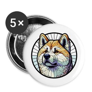 Akita Inu - Buttons small 1''/25 mm (5-pack) - white - Front