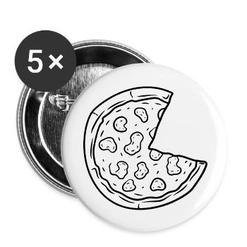 Pizza Drawing - Buttons small 1''/25 mm (5-pack) - white - Front