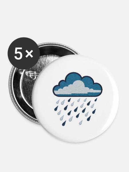 Gestickte Regenwolke - Buttons klein 25 mm (5er Pack) - Weiß