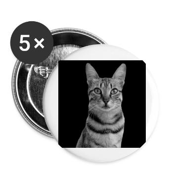 Katze weiß-schwarz Katze schwarzweiß - Buttons klein 25 mm (5er Pack) - Weiß - Vorne