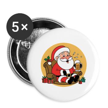 Santa Claus Santa Claus Drinks Beer Comic - Buttons small 1''/25 mm (5-pack) - white - Front