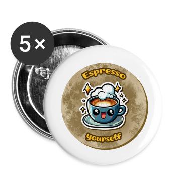 Espresso yourself - Funny pun as a cartoon - Buttons small 1''/25 mm (5-pack) - white - Front
