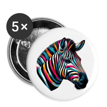 Zebra - Buttons klein 25 mm (5er Pack) - Weiß - Vorne