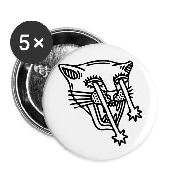 cat lion - Buttons small 1''/25 mm (5-pack) - white - Front