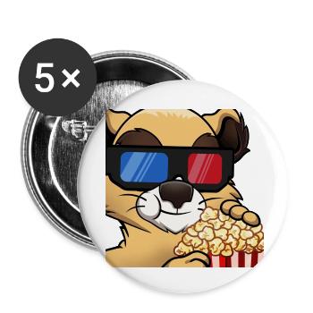 Der kleine Macups beim Videoabend mit 3D Brille - Buttons klein 25 mm (5er Pack) - Weiß - Vorne