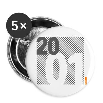 Hergestellt im Jahr 2001 Retro Modernistisches Design Geburtstagsgeschenk - Buttons klein 25 mm (5er Pack) - Weiß - Vorne