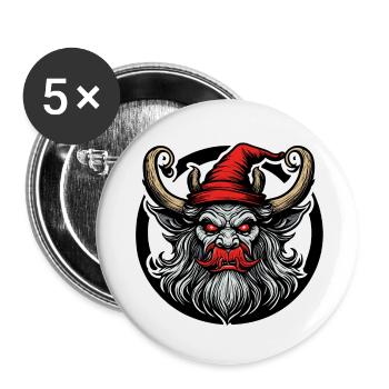 Krampus / Tradition / Culture / d’hiver - Lot de 5 petits badges (25 mm) - blanc - Devant