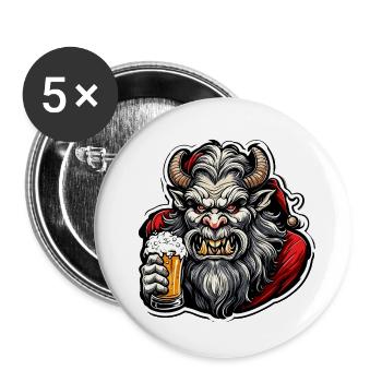 Krampus / Tradition / Culture / d’hiver - Lot de 5 petits badges (25 mm) - blanc - Devant