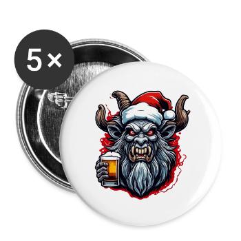 Krampus / Tradition / Culture / d’hiver - Lot de 5 petits badges (25 mm) - blanc - Devant