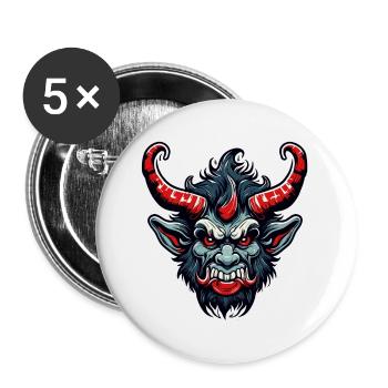 Krampus / Tradition / Culture / d’hiver - Lot de 5 petits badges (25 mm) - blanc - Devant