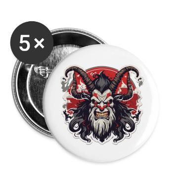 Krampus / Tradition / Culture / d’hiver - Lot de 5 petits badges (25 mm) - blanc - Devant