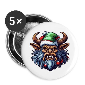 Krampus / Tradition / Culture / d’hiver - Lot de 5 petits badges (25 mm) - blanc - Devant