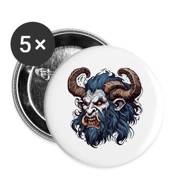 Krampus / Tradition / Culture / d’hiver - Lot de 5 petits badges (25 mm) - blanc - Devant