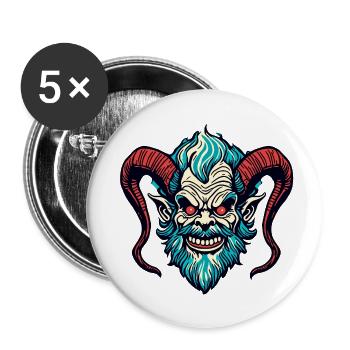 Krampus / Tradition / Culture / d’hiver - Lot de 5 petits badges (25 mm) - blanc - Devant
