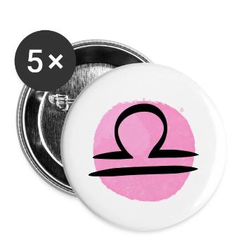 Sternzeichen Waage - Buttons klein 25 mm (5er Pack) - Weiß - Vorne