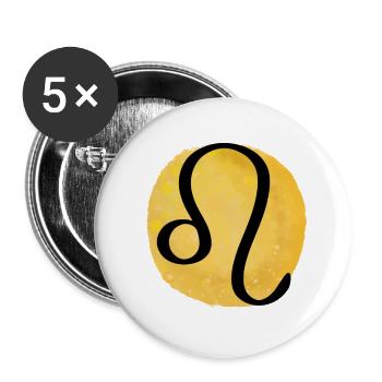 Signe du zodiaque Lion - Lot de 5 petits badges (25 mm) - blanc - Devant