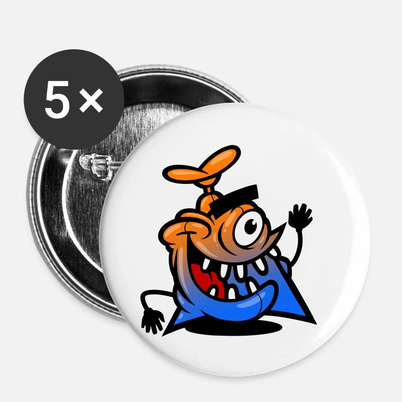 Monstre d’un œil - Lot de 5 petits badges (25 mm) - blanc