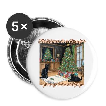 Chats de Noël - Lot de 5 petits badges (25 mm) - blanc - Devant