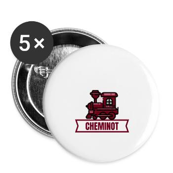 ON PEUT ÊTRE CHEMINOT SANS CRIER GARE ! (train) - Lot de 5 petits badges (25 mm) - blanc - Devant