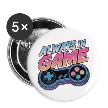 Immer im Spiel - Videospiel - Gamer - Buttons klein 25 mm (5er Pack) - Weiß - Vorne