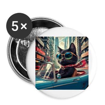 Cat on tour - I love Hong Kong! - Buttons klein 25 mm (5er Pack) - Weiß - Vorne