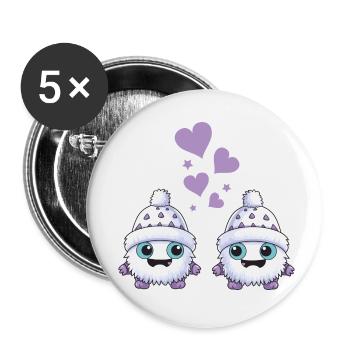 Monster Winter Love - Buttons small 1''/25 mm (5-pack) - white - Front