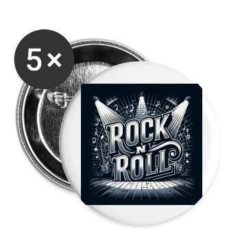 Rock n roll - Buttons small 1''/25 mm (5-pack) - white - Front