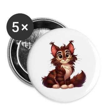 Maine Coon 8 - Buttons klein 25 mm (5er Pack) - Weiß - Vorne