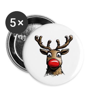 Rudolf Reindeer with the Red Nose Christmas - Buttons small 1''/25 mm (5-pack) - white - Front