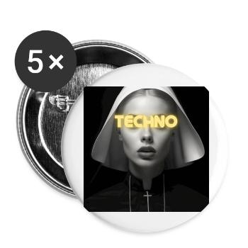 Douce nonne techno - Rave Design - Lot de 5 petits badges (25 mm) - blanc - Devant
