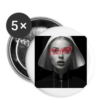 Techno Nun - Rave Design - Buttons klein 25 mm (5er Pack) - Weiß - Vorne