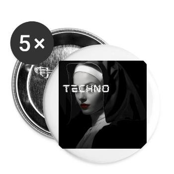 Techno Nun - Rave Design - Lot de 5 petits badges (25 mm) - blanc - Devant