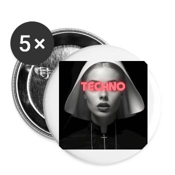 The Techno Nun - Rave Design - Buttons klein 25 mm (5er Pack) - Weiß - Vorne