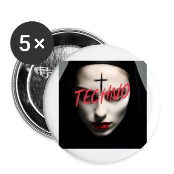 Satanic Techno Nun - Rave Design - Buttons klein 25 mm (5er Pack) - Weiß - Vorne
