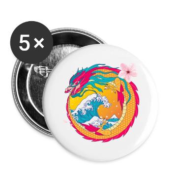 La danse du dragon - Lot de 5 petits badges (25 mm) - blanc - Devant