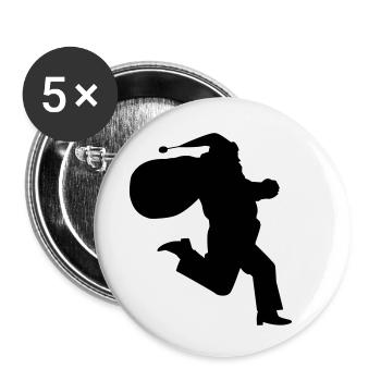 Cadeau du Père Noël en cours d’exécution - Lot de 5 petits badges (25 mm) - blanc - Devant