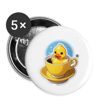 Kaffee Ente - Buttons klein 25 mm (5er Pack) - Weiß - Vorne