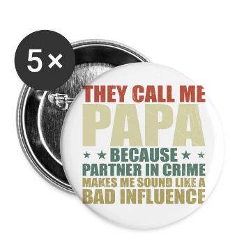 Perfect Gift for Dad - Buttons small 1''/25 mm (5-pack) - white - Front