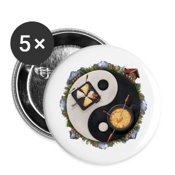 Yin Yang alpin - Buttons klein 25 mm (5er Pack) - Weiß - Vorne