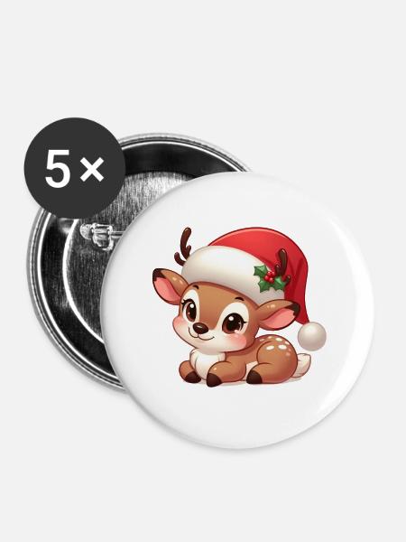 Rudolf 12 - Buttons klein 25 mm (5er Pack) - Weiß