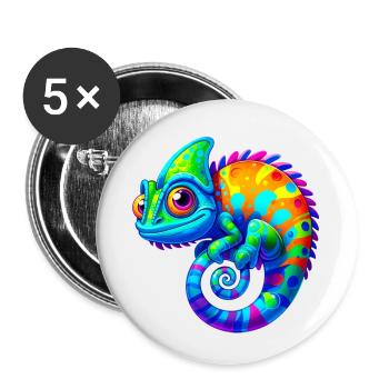 Chamäleon - Buttons klein 25 mm (5er Pack) - Weiß - Vorne