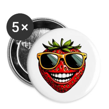 Fraise Fraises - Lot de 5 petits badges (25 mm) - blanc - Devant
