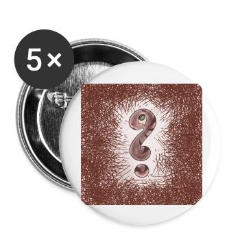 Süße Fragezeichen Schlange braun - Buttons klein 25 mm (5er Pack) - Weiß - Vorne