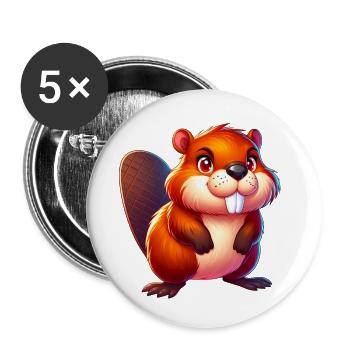 Beaver - Buttons small 1''/25 mm (5-pack) - white - Front