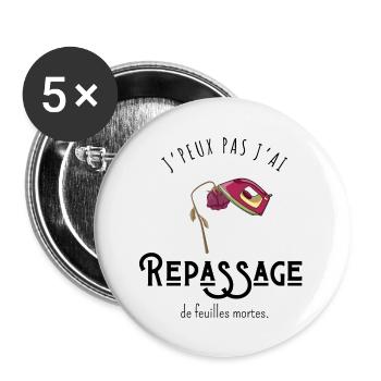 Ich kann totes Laub nicht bügeln - Buttons klein 25 mm (5er Pack) - Weiß - Vorne