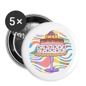 Cake - Buttons small 1''/25 mm (5-pack) - white - Front