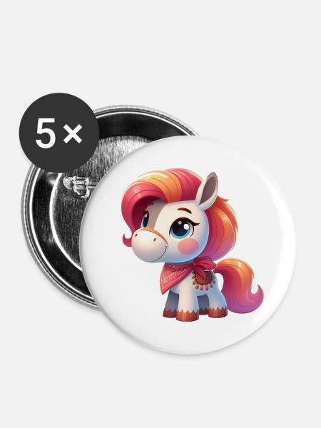 Pony 4 - Buttons klein 25 mm (5er Pack) - Weiß